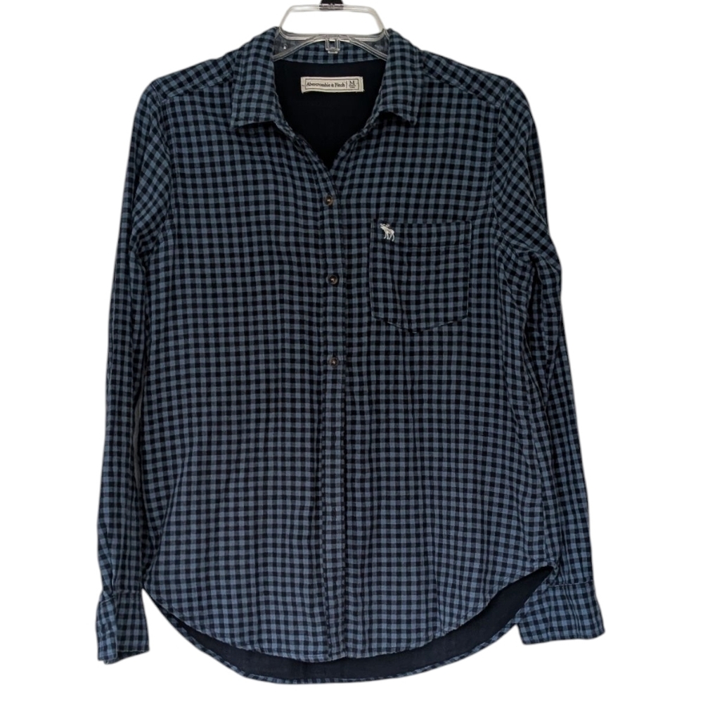 Abercrombie & Fitch Button Down Women's Size Medium Blue Buffalo Check Plaid